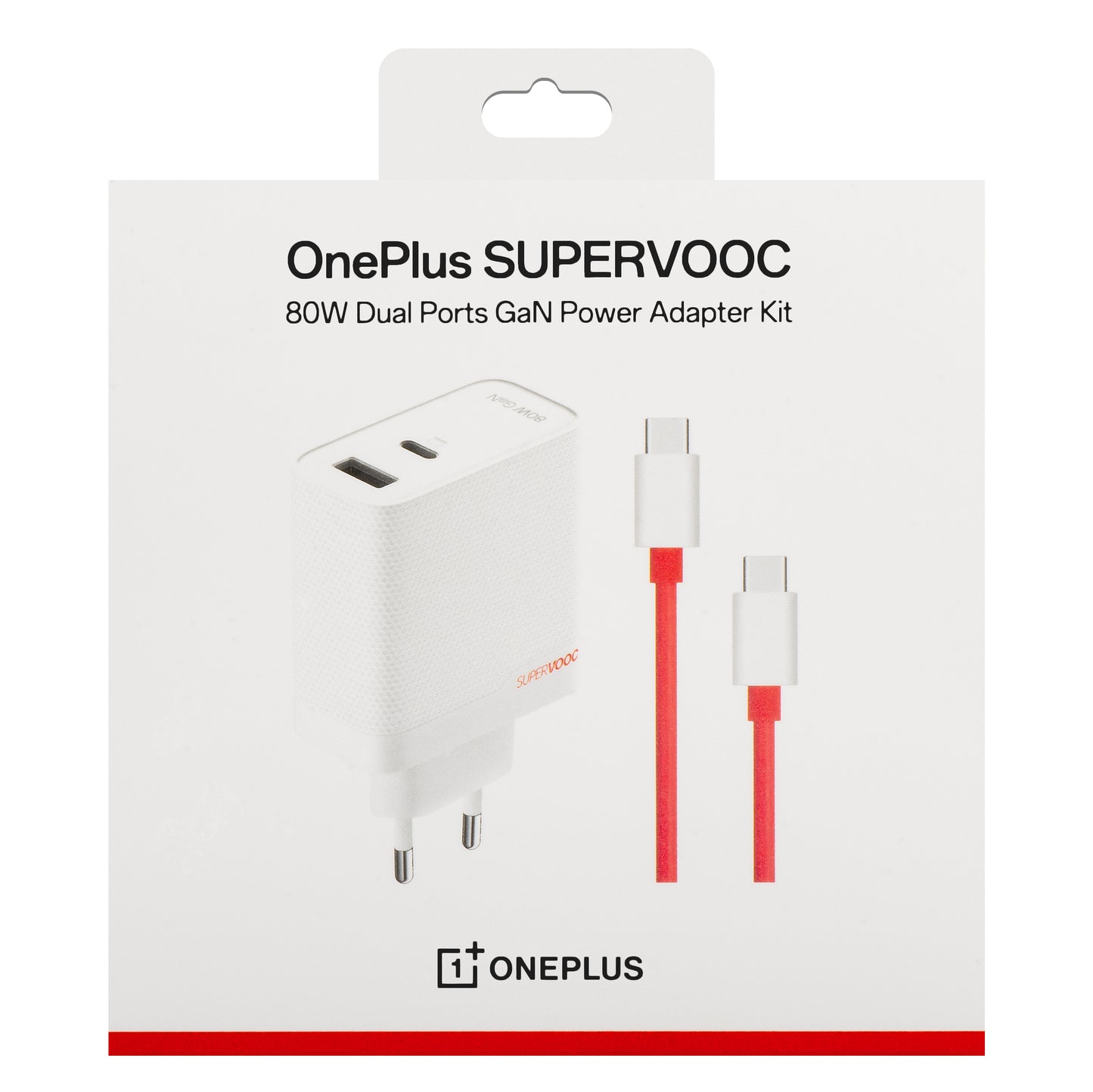 OnePlus USB-C Cable Wall Charger, 80W, 7.3A, 1 x USB-A - 1 x USB-C, White 5461100597