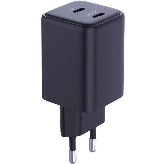 Network Charger with USB-C Cable 3MK HyperCharger, 45W, 3A, 2 x USB-C, Black