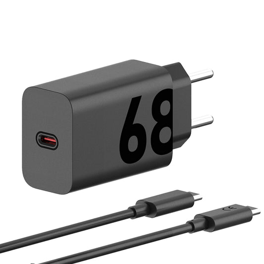 Network Charger with Motorola USB-C Cable, 68W, 6.2A, 1 x USB-C, Black PG38C06281