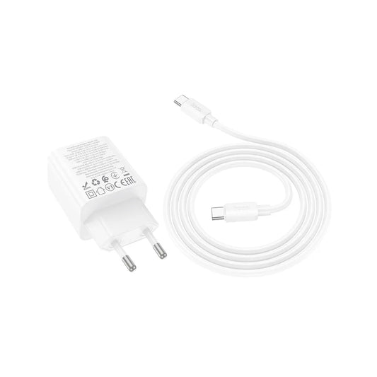 Φορτιστής Δικτύου με Καλώδιο USB-C HOCO N56, 30W, 3A, 2 x USB-A - 2 x USB-C, Λευκό