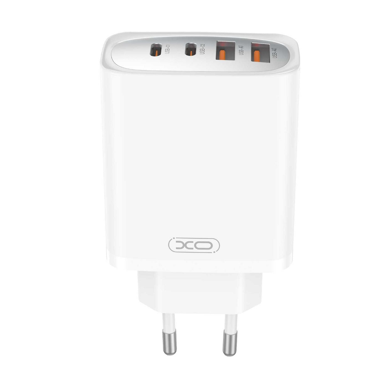 Φορτιστής Δικτύου με Καλώδιο USB-C XO Design CE22, 45W, 3A, 2 x USB-A - 2 x USB-C, Λευκό