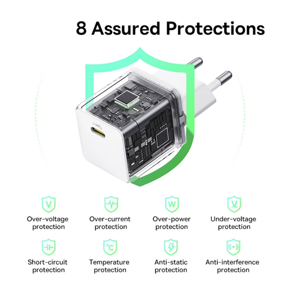 Φορτιστής Δικτύου με Καλώδιο USB-C Baseus Palm, 30W, 3A, 1 x USB-C, Λευκό P10111605213-01