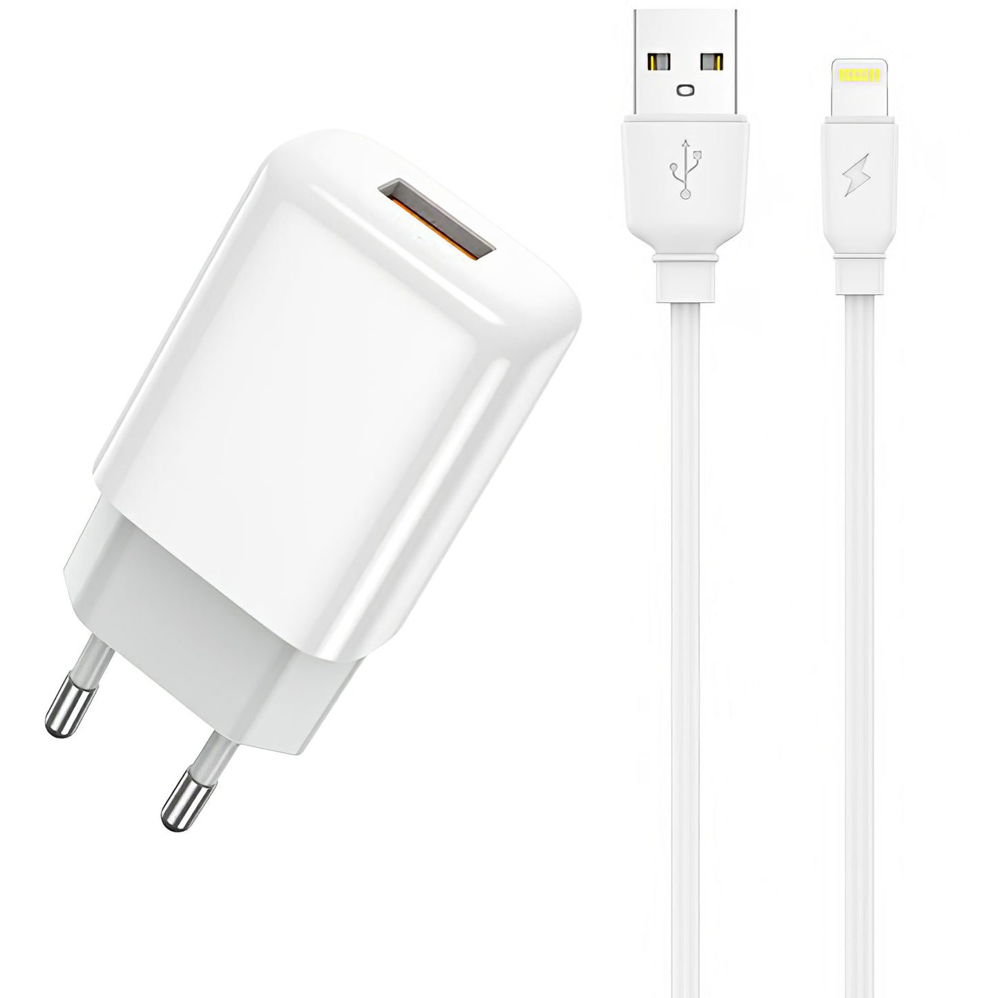 Φορτιστής δικτύου Prestico F7S με καλώδιο Lightning, 12W, 2.4A, 1 x USB-A, λευκό
