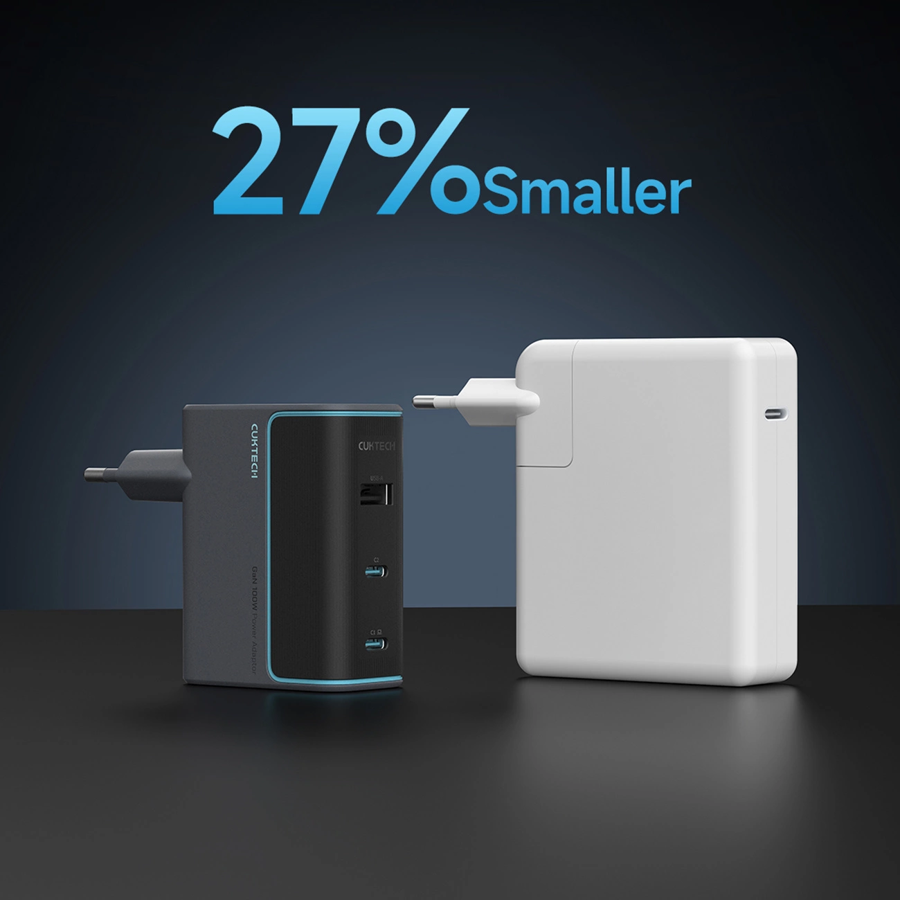 Φορτιστής Δικτύου με Καλώδιο USB-C Cuktech, 100W, 5A, 1 x USB-A - 2 x USB-C, Γκρι CUKAD1003EUG