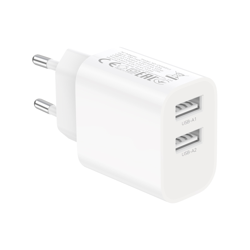 Φορτιστής πρίζας με καλώδιο USB-C XO Design CE55, 12W, 2.4A, 2 x USB-A, Λευκός