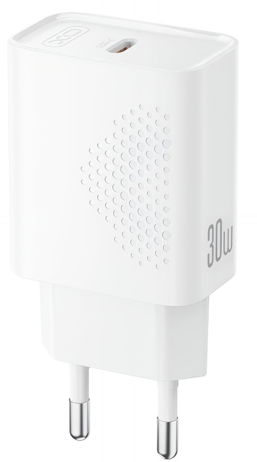 Φορτιστής Δικτύου με Καλώδιο USB-C XO Design L162, 30W, 3A, 1 x USB-C, Λευκό