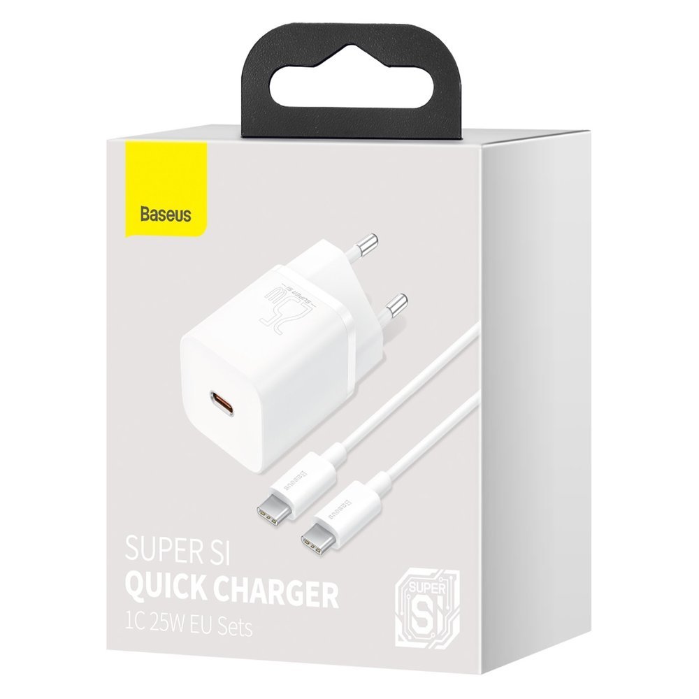 Baseus Super Si USB-C Cable Wall Charger, 25W, 3A, 1 x USB-C, White TZCCSUP-L02
