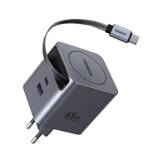 Φορτιστής Δικτύου με Καλώδιο USB-C UGREEN X615, 65W, 3A, 1 x USB-A - 1 x USB-C, Γκρι