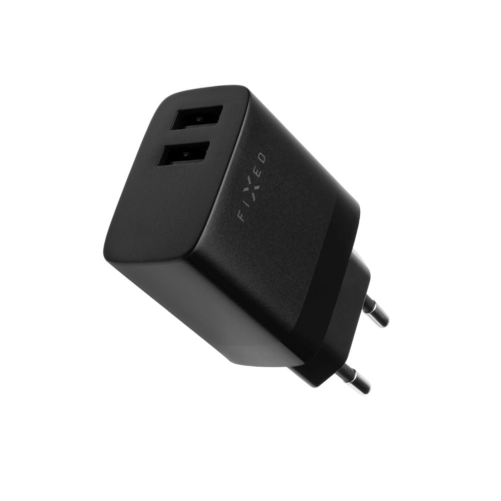 Φορτιστής Δικτύου με Καλώδιο microUSB Fixed, 17W, 3A, 2 x USB-A, Μαύρο