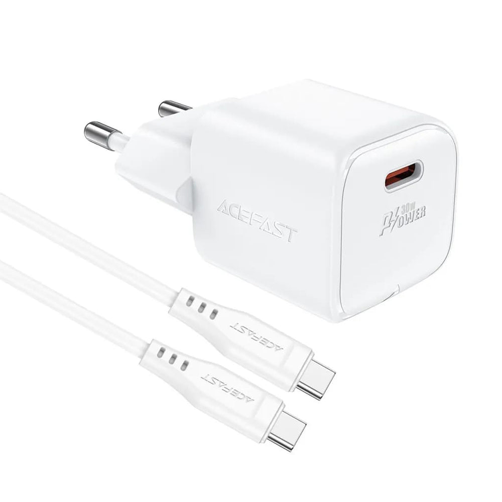 Φορτιστής Δικτύου με Καλώδιο USB-C Acefast A77, 30W, 3A, 1 x USB-C, Λευκό