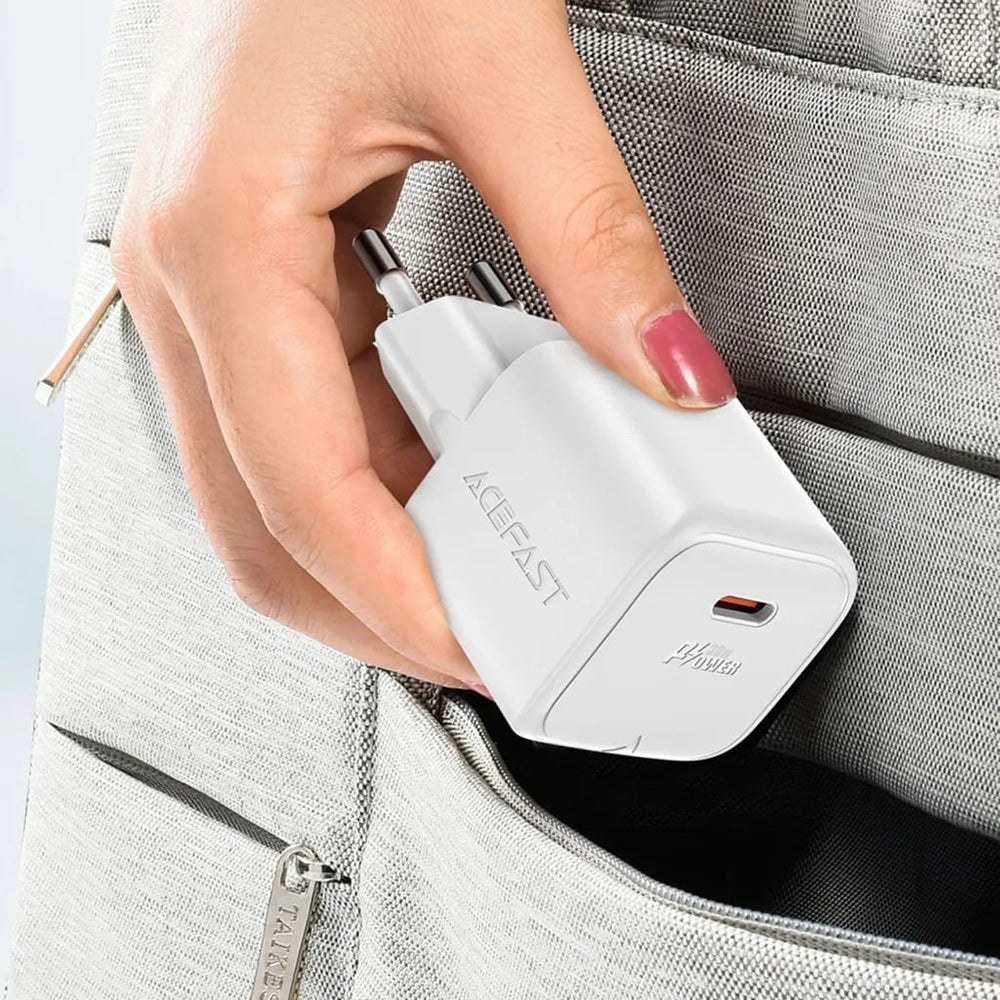 Φορτιστής Δικτύου με Καλώδιο USB-C Acefast A77, 30W, 3A, 1 x USB-C, Λευκό