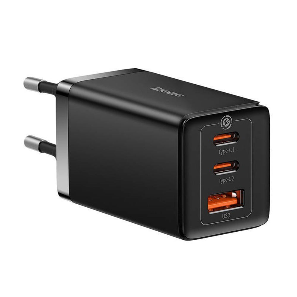 Φορτιστής Δικτύου με Καλώδιο USB-C Baseus GaN5 Pro, 65W, 3.25A, 1 x USB-A - 2 x USB-C, Μαύρος C0206500