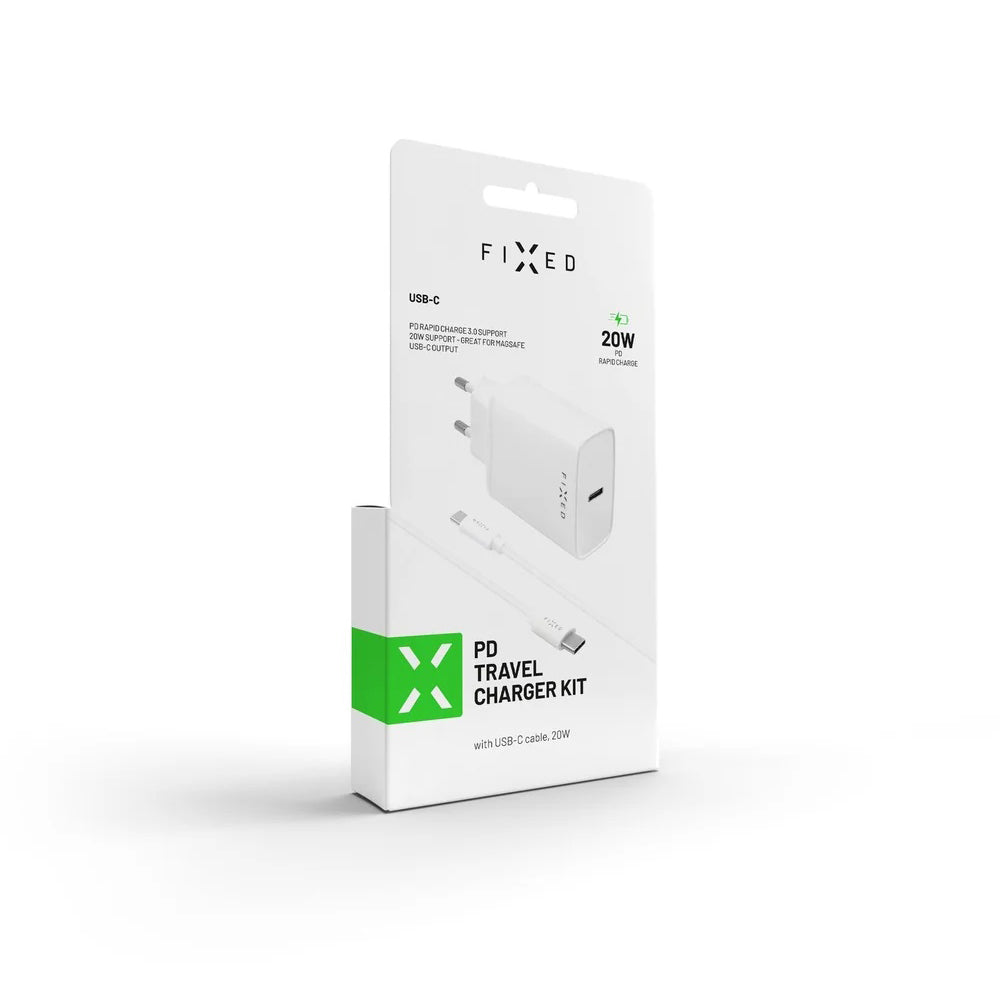Φορτιστής Δικτύου με Καλώδιο USB-C Fixed, 20W, 3A, 1 x USB-C, Λευκό