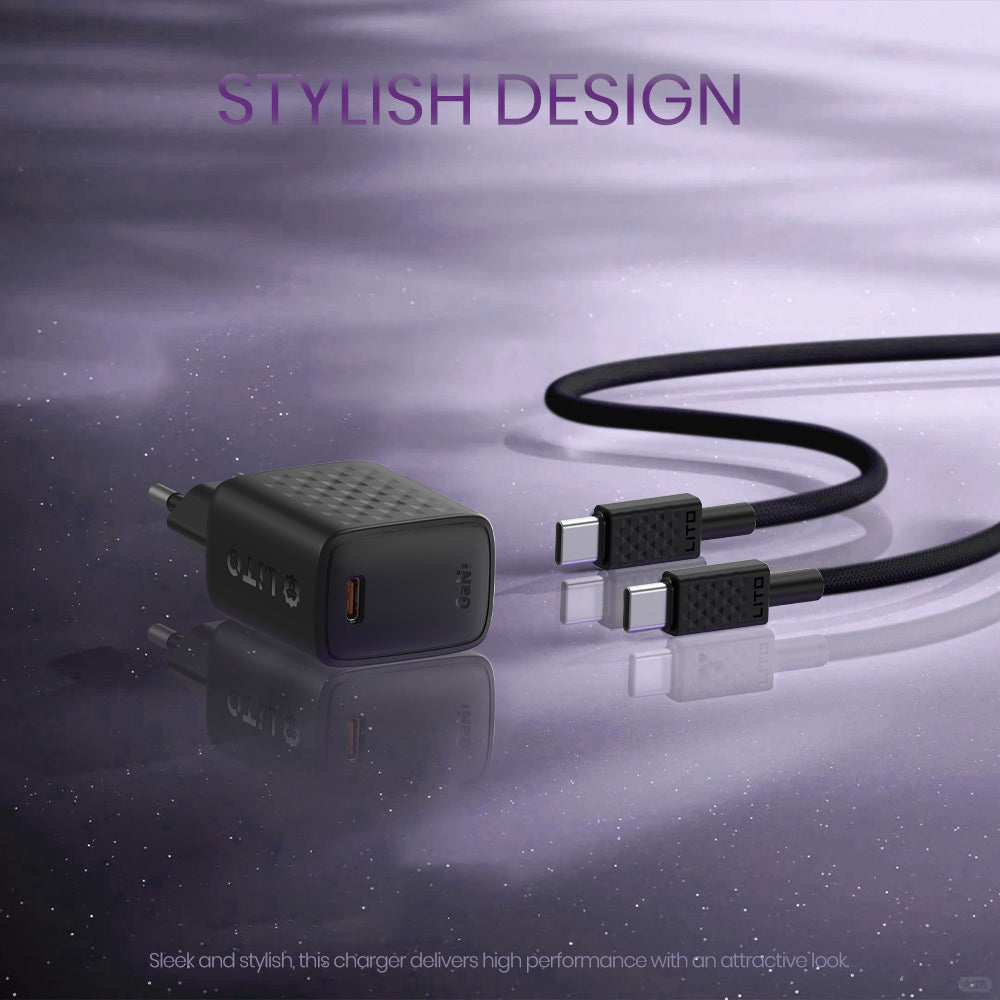 Φορτιστής Δικτύου με Καλώδιο USB-C Lito LC17T, 30W, 3A, 1 x USB-C, Μαύρο