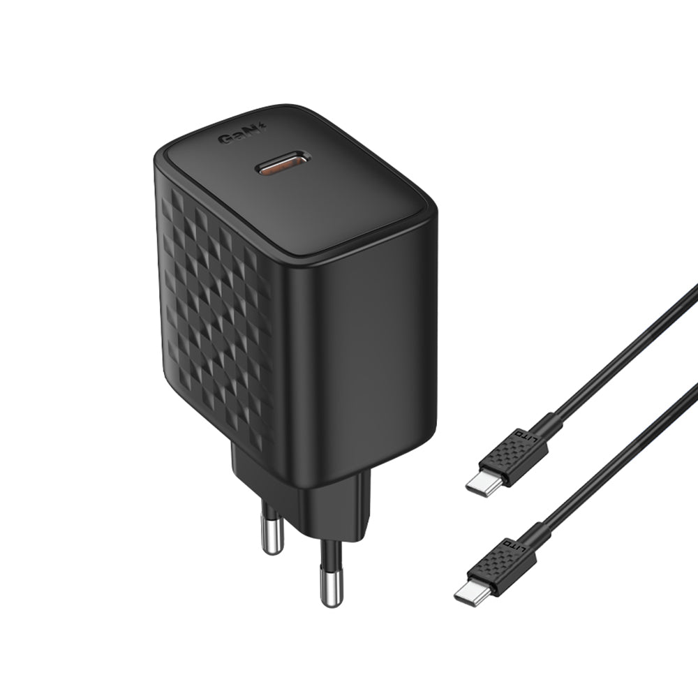 Network Charger with USB-C Cable Lito LC20T, 45W, 3A, 1 x USB-C, Black
