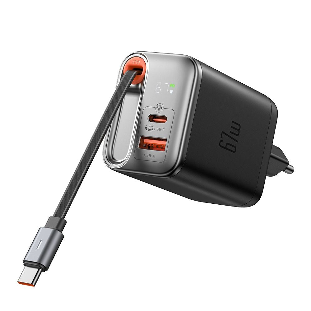 McDodo CH-4100 FreeGo Display Network Charger with USB-C Cable, 67W, 3.35A, 1 x USB-A - 1 x USB-C, Black