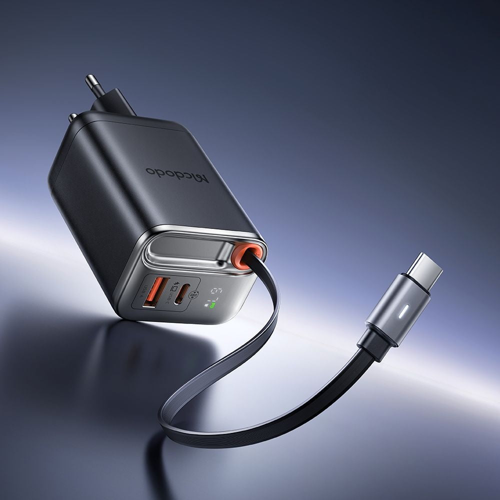 McDodo CH-4100 FreeGo Display Network Charger with USB-C Cable, 67W, 3.35A, 1 x USB-A - 1 x USB-C, Black