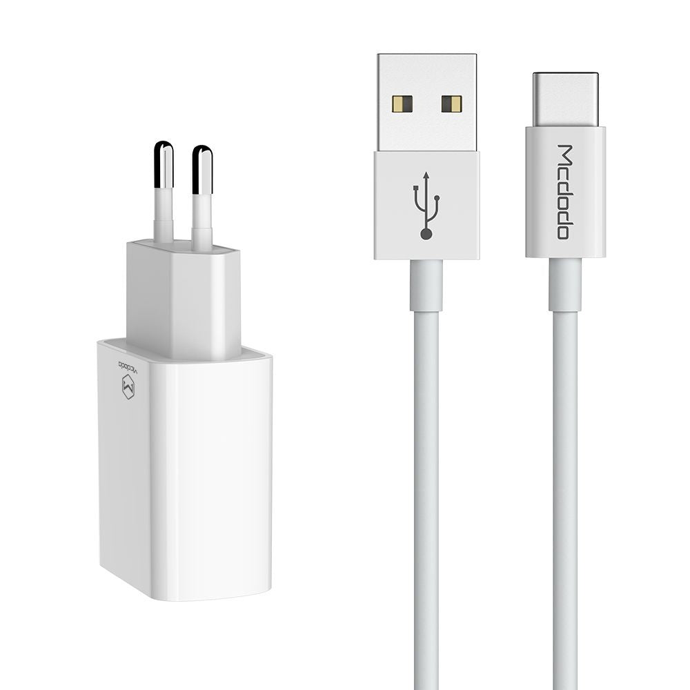 Φορτιστής Δικτύου με Καλώδιο USB-C McDodo CH-6721 Προσφορά, 12W, 2.4A, 2 x USB-A, Λευκό