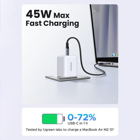 UGREEN X524 USB-C Cable Wall Charger (65055), 45W, 3A, 1 x USB-C, White