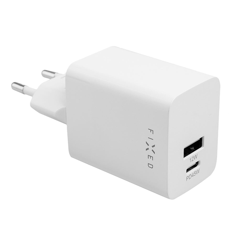 Φορτιστής Δικτύου Fixed Mini, 45W, 3A, 1 x USB-A - 1 x USB-C, Λευκό