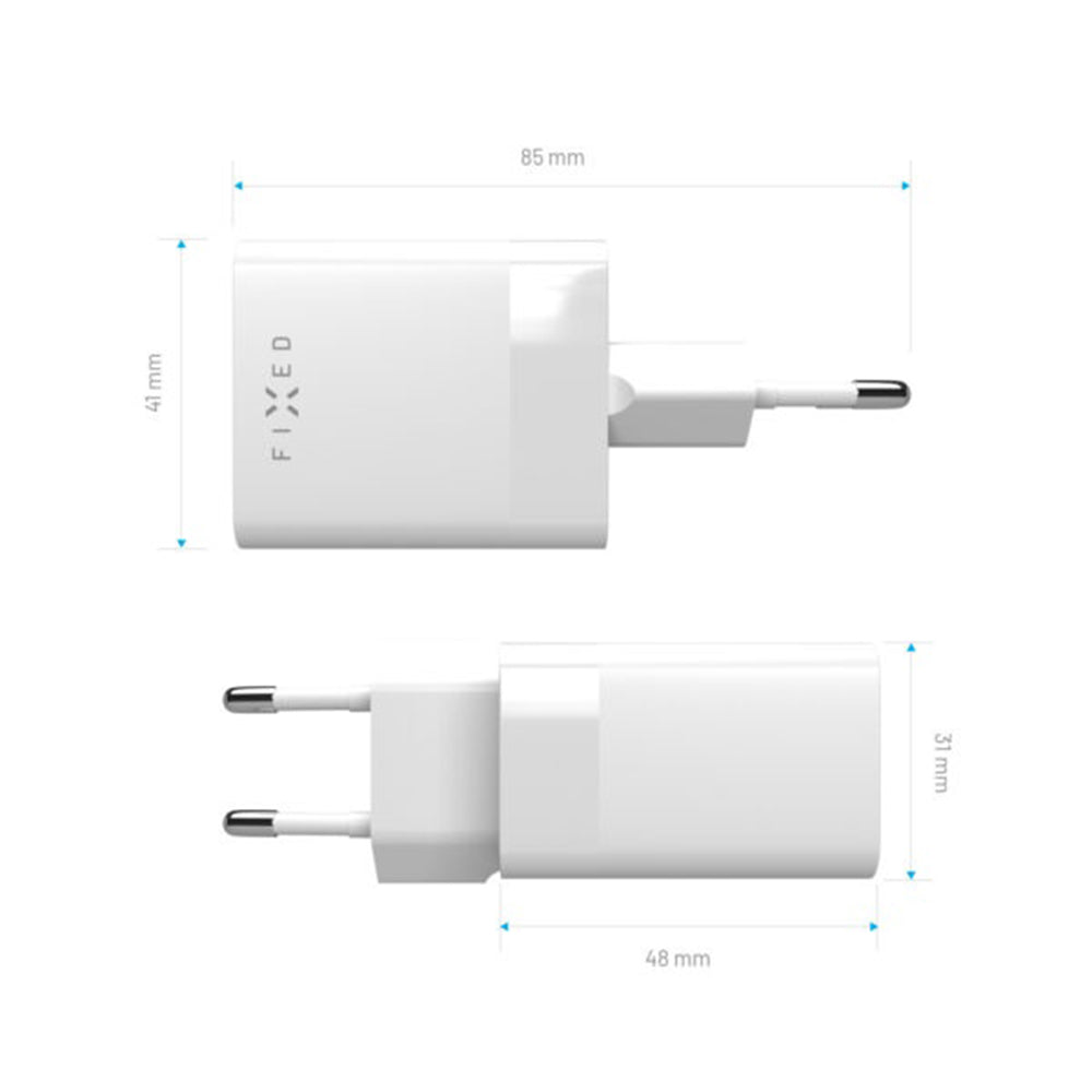 Φορτιστής Δικτύου Fixed Mini, 45W, 3A, 1 x USB-A - 1 x USB-C, Λευκό