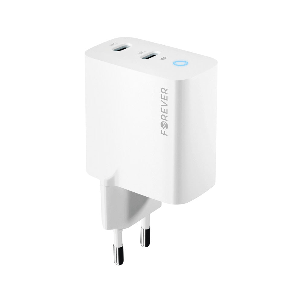 Φορτιστής δικτύου Forever TC-06-40CC, 40W, 3A, 2 x USB-C, λευκό