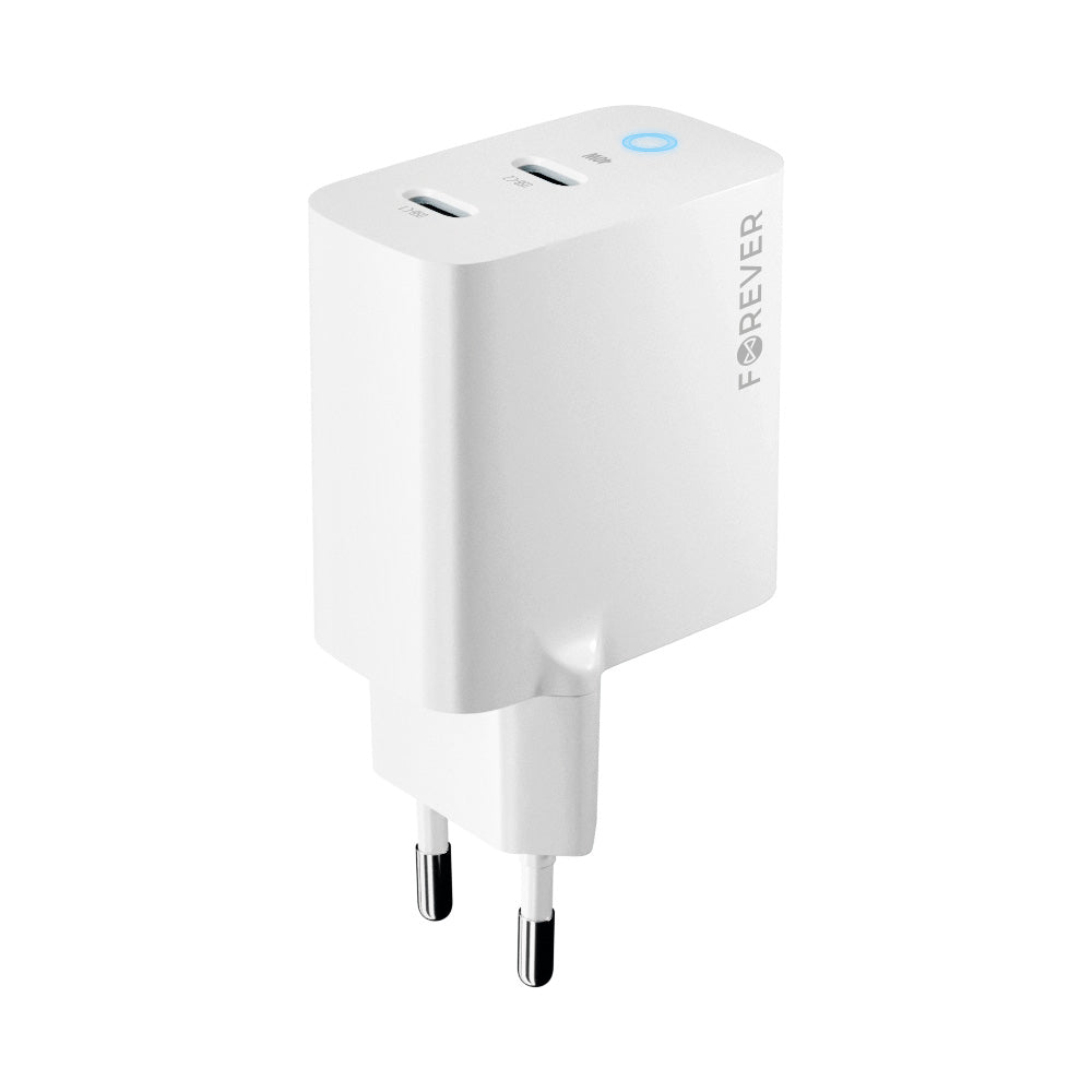 Φορτιστής δικτύου Forever TC-06-40CC, 40W, 3A, 2 x USB-C, λευκό