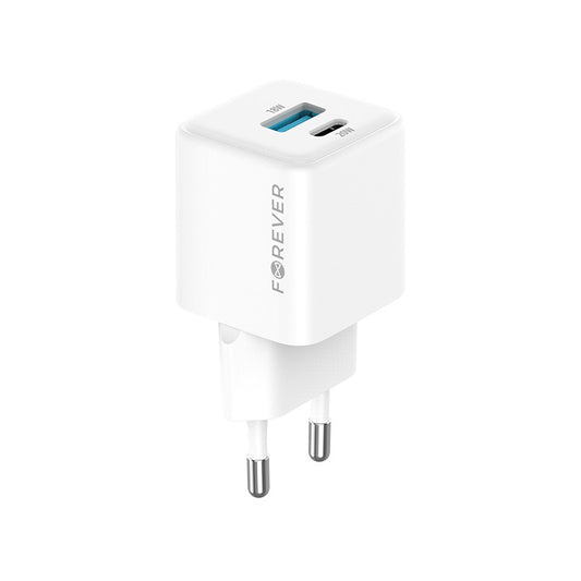 Φορτιστής Δικτύου Forever TC-08-20AC, 20W, 3A, 1 x USB-A - 1 x USB-C, Λευκό