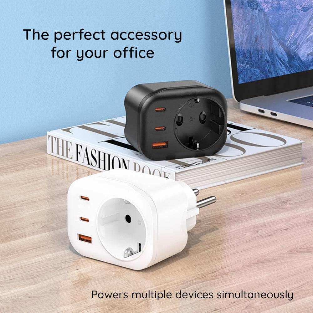 Φορτιστής Δικτύου HAVIT UC142, 30W, 3A, 1 x USB-A - 2 x USB-C - 1 x Schuko, Μαύρο