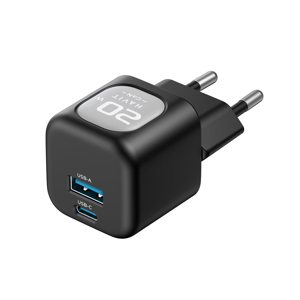 Φορτιστής Δικτύου HAVIT UC220, 20W, 3A, 1 x USB-A - 1 x USB-C, Μαύρο Γκρι