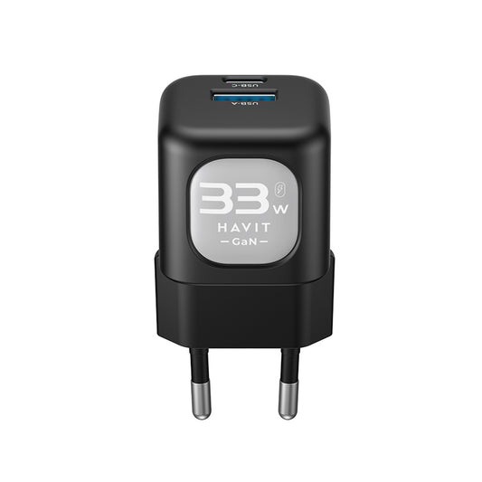 Φορτιστής Δικτύου HAVIT UC230, 33W, 3A, 1 x USB-A - 1 x USB-C, Μαύρο Γκρι