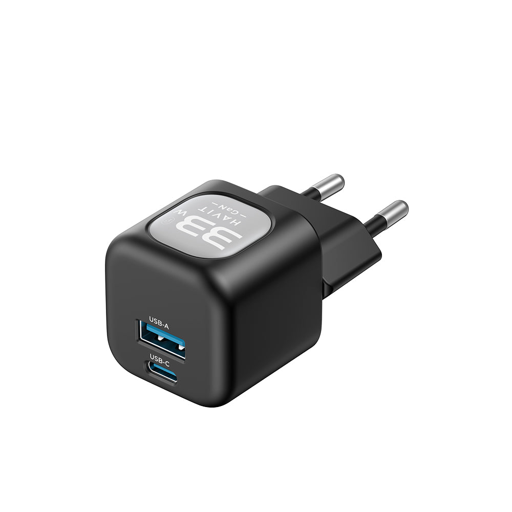 Φορτιστής Δικτύου HAVIT UC230, 33W, 3A, 1 x USB-A - 1 x USB-C, Μαύρο Γκρι