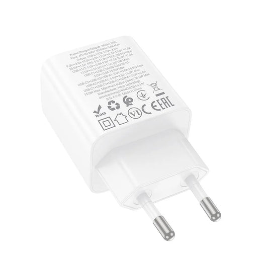 Φορτιστής Δικτύου HOCO N56, 30W, 3A, 2 x USB-A - 2 x USB-C, Λευκό