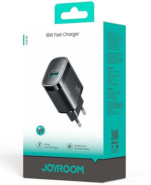Φορτιστής Δικτύου Joyroom JR-TF4, 18W, 3A, 1 x USB-A, Μαύρο