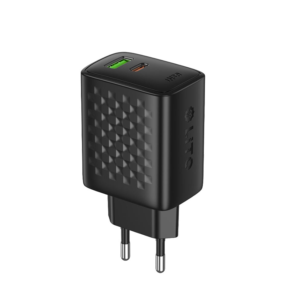 Φορτιστής Δικτύου Lito LC24, 65W, 3.25A, 1 x USB-A - 1 x USB-C, Μαύρο