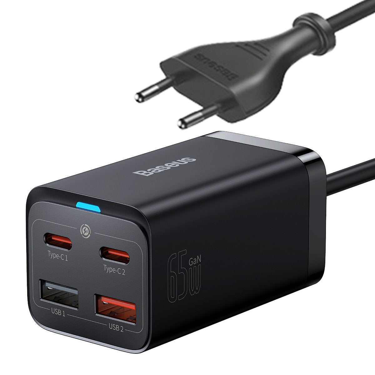 Φορτιστής Βάσης Baseus GaN3 Pro, 65W, 3A, 2 x USB-A - 2 x USB-C, Μαύρος CCGP040101