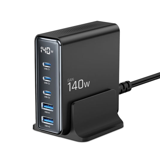 Φορτιστής δικτύου Tech-Protect DC140W DC140W, 140W, 3A, 2 x USB-A - 3 x USB-C, Μαύρο