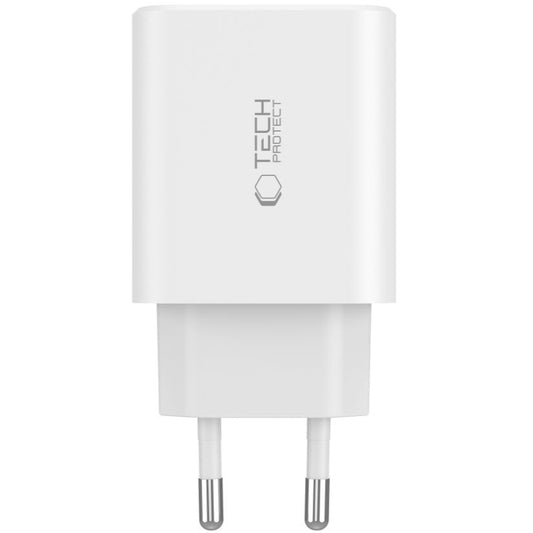 Φορτιστής δικτύου Tech-Protect NC30W, 30W, 3A, 1 x USB-A - 2 x USB-C, Λευκό