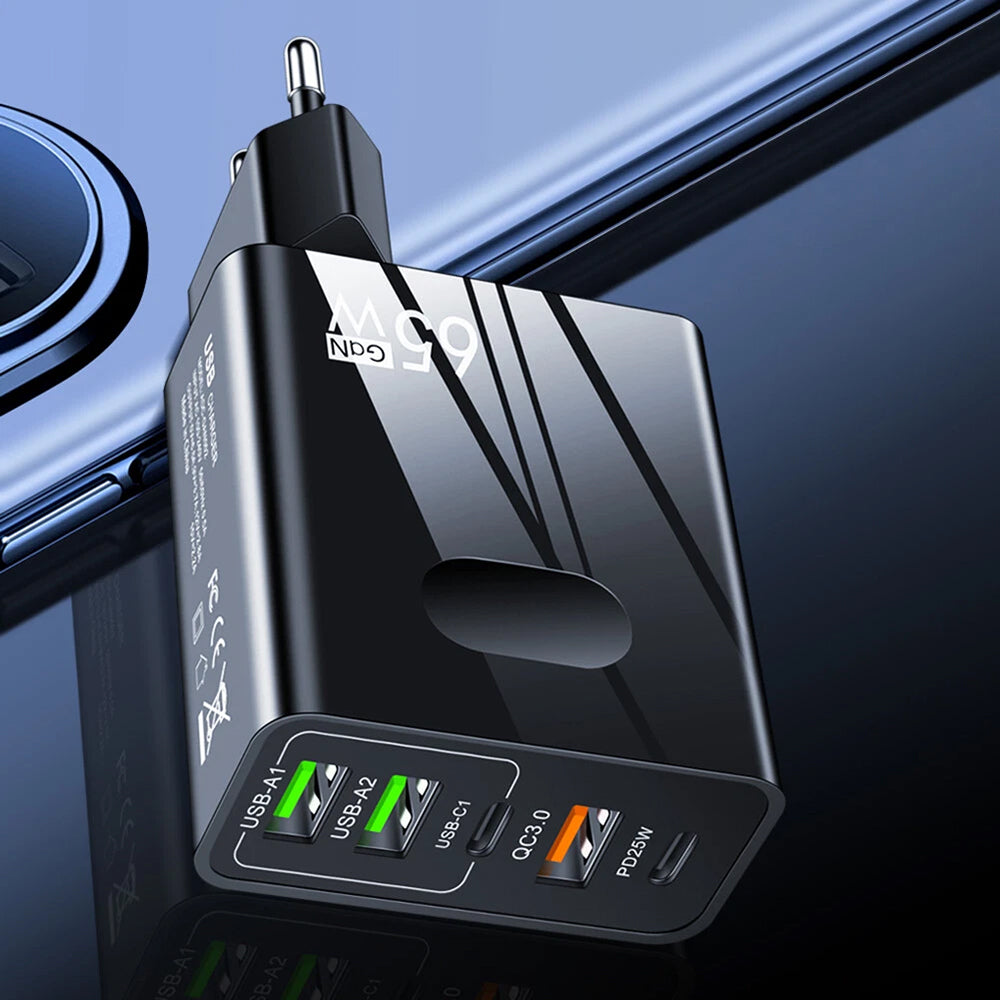 Φορτιστής Δικτύου Techsuit CHC1 PentaXPower, 25W, 3A, 3 x USB-A - 2 x USB-C, Μαύρο