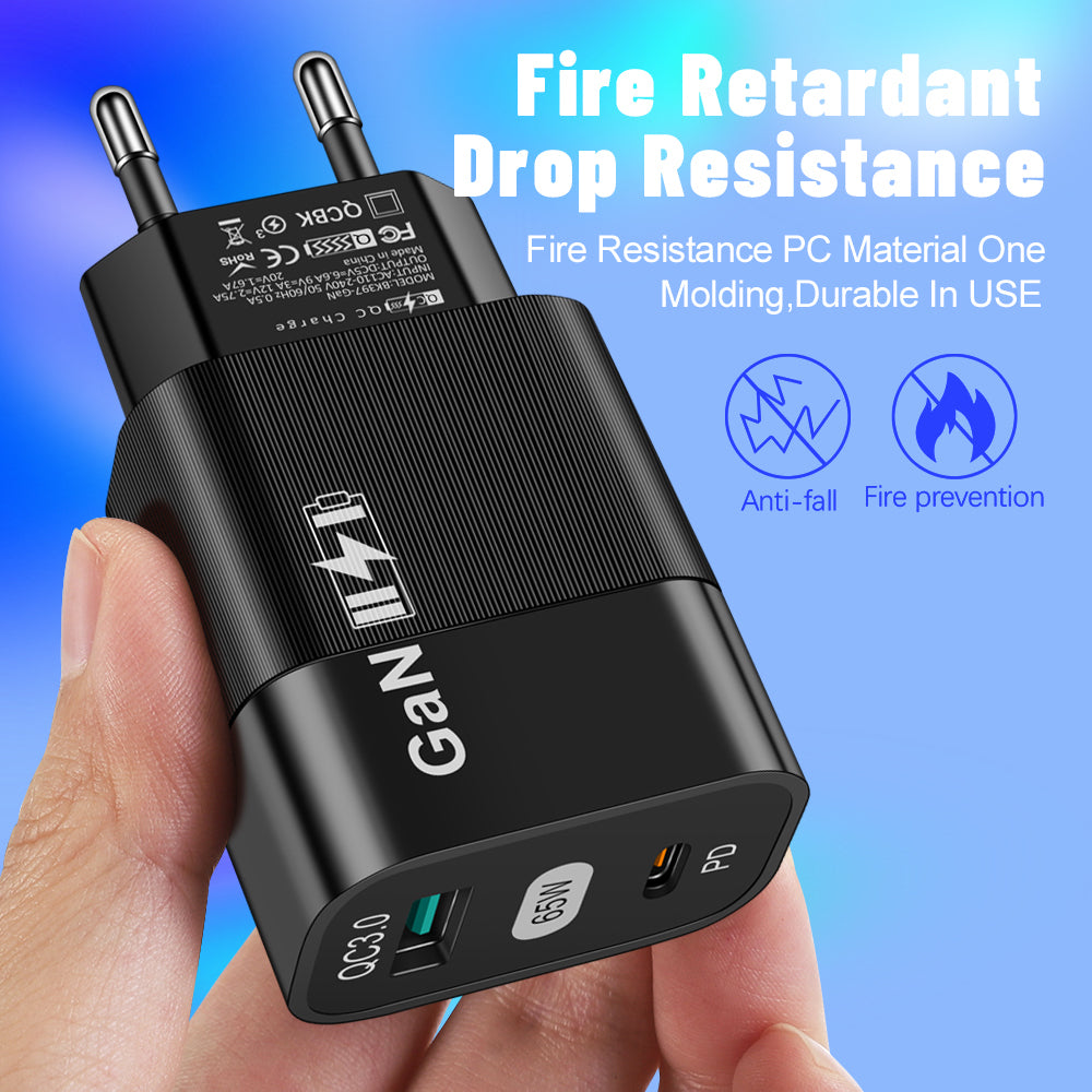 Φορτιστής Δικτύου Techsuit CHPD131, 65W, 3.25A, 1 x USB-A - 1 x USB-C, Μαύρο