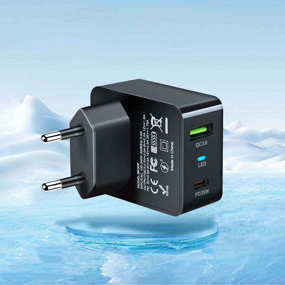 Φορτιστής Δικτύου Techsuit CHPD173 Tiny, 35W, 3A, 1 x USB-A - 1 x USB-C, Λευκό