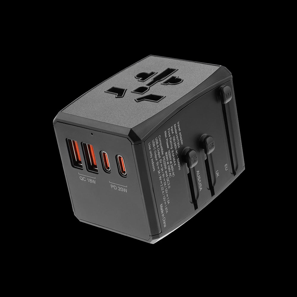 Φορτιστής Δικτύου Techsuit HHT904-B2 Travel, 20W, 3A, 2 x USB-A - 2 x USB-C, Μαύρο