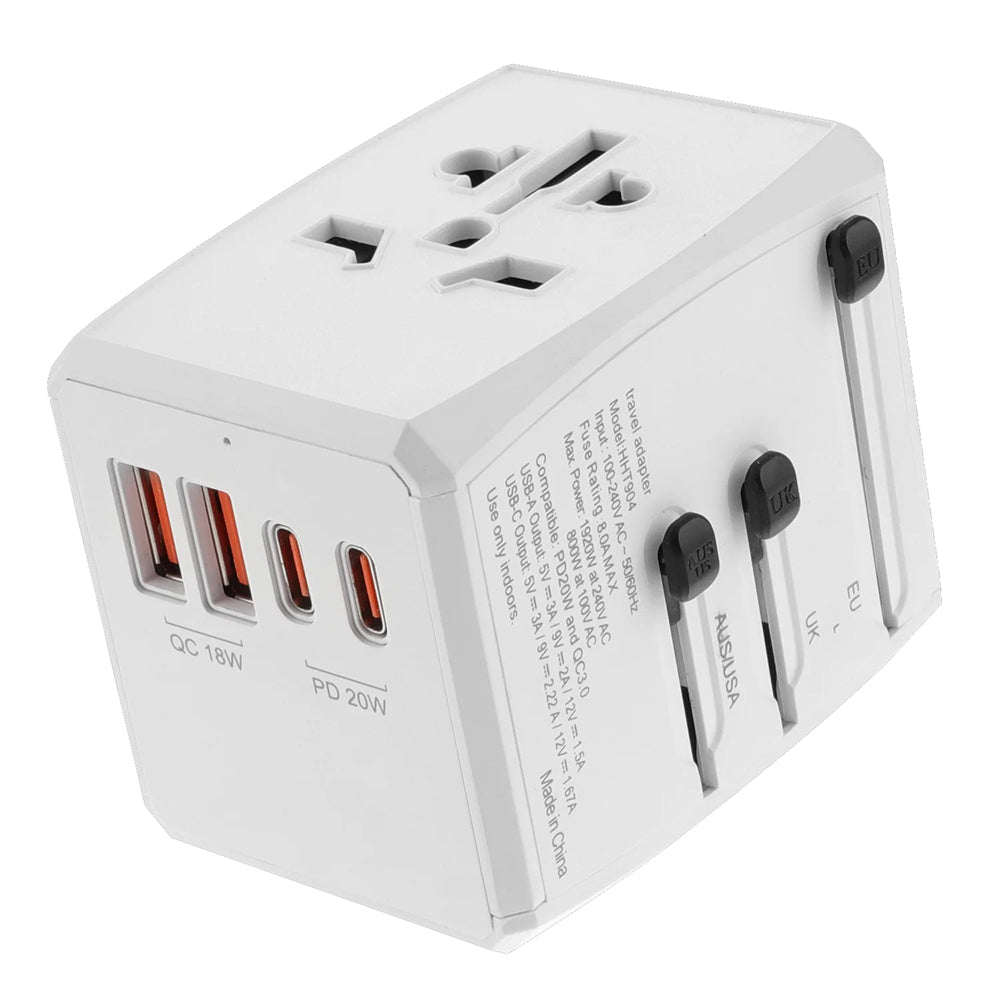 Φορτιστής Δικτύου Techsuit HHT904-W2 Travel, 20W, 3A, 2 x USB-A - 2 x USB-C, Λευκό