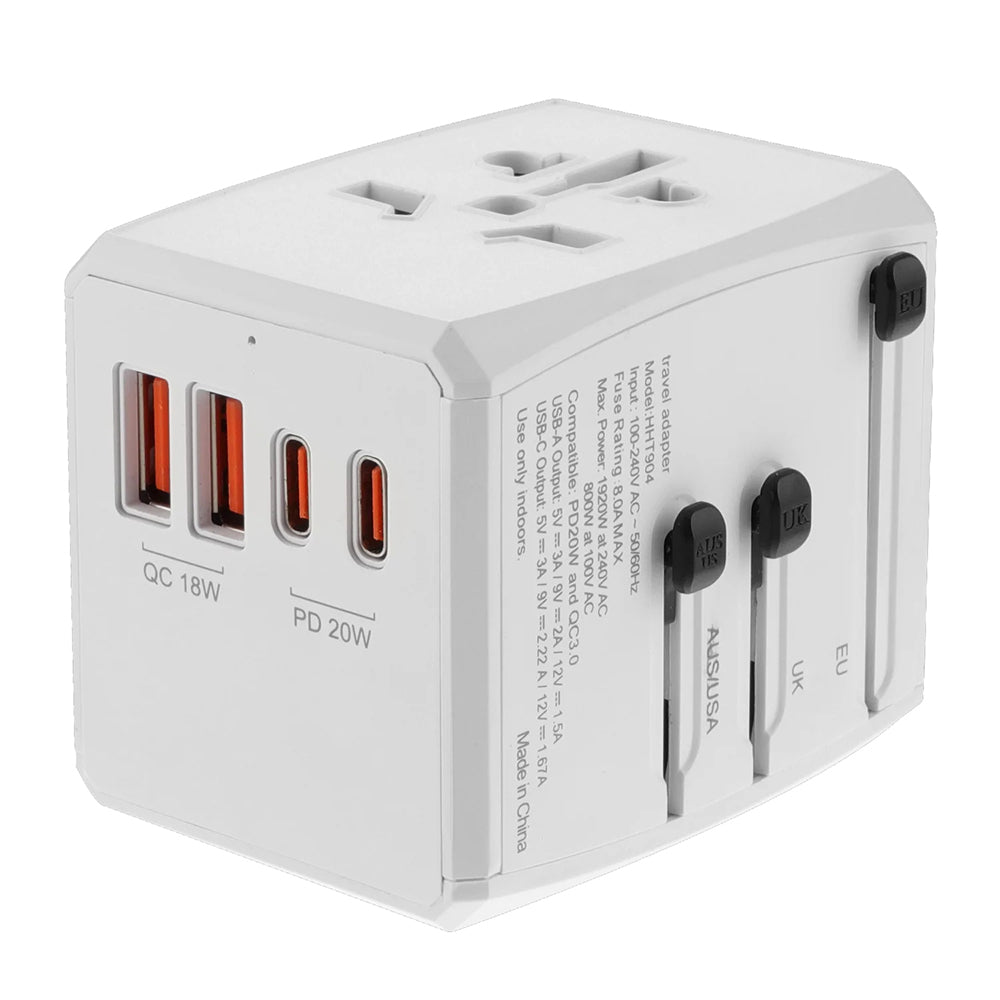 Φορτιστής Δικτύου Techsuit HHT904-W2 Travel, 20W, 3A, 2 x USB-A - 2 x USB-C, Λευκό