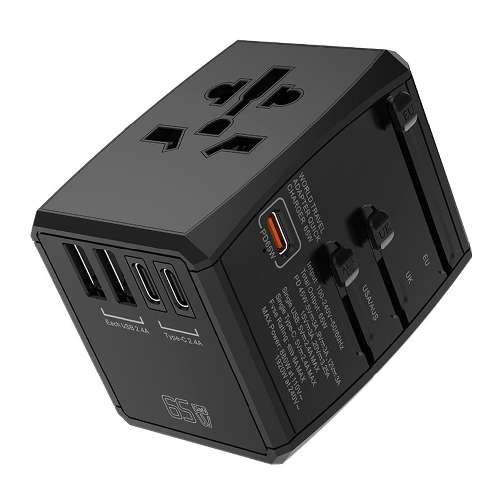 Φορτιστής Δικτύου Techsuit HHT906 Travel, 65W, 3.25A, 2 x USB-A - 2 x USB-C, Μαύρο