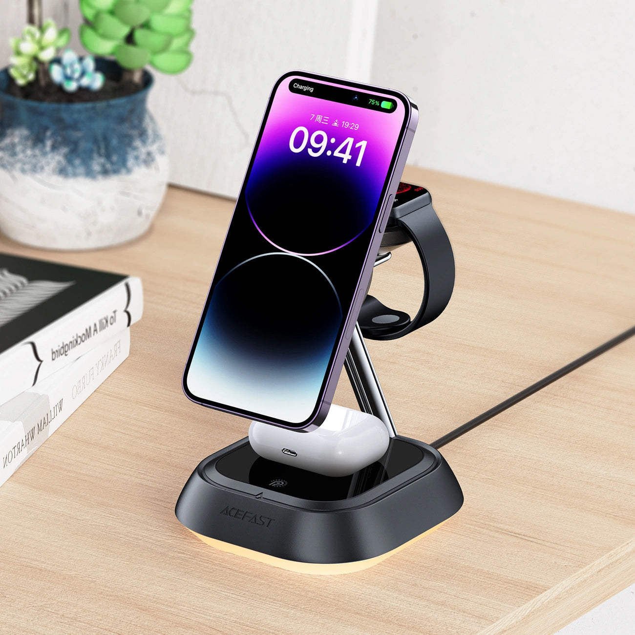 Φορτιστής Δικτύου Wireless Acefast E16 3σε1, 15W, 1.67A, Μαύρο