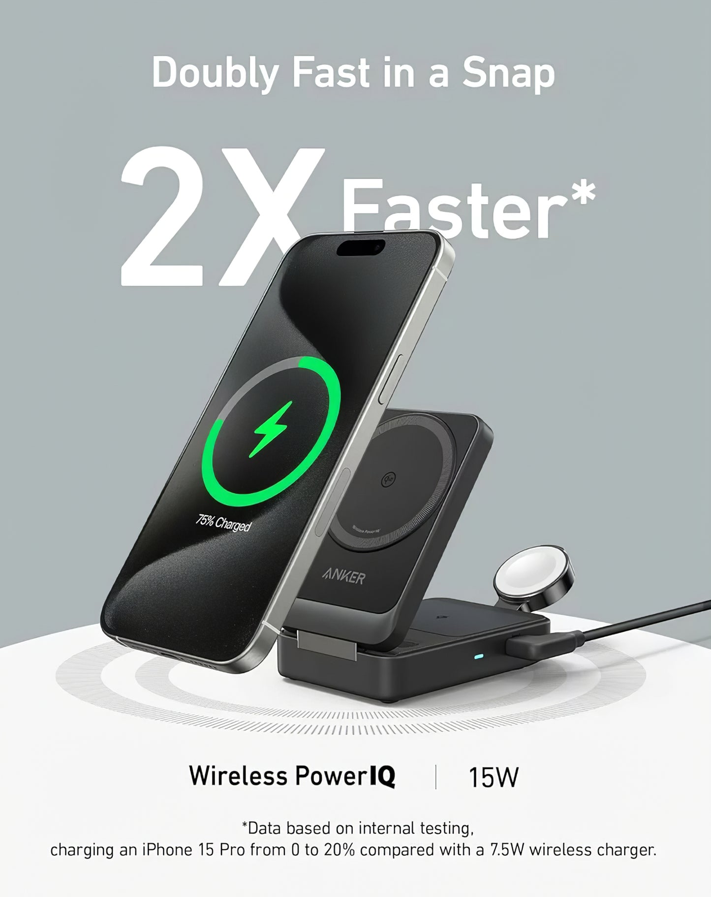 Φορτιστής Δικτύου Ασύρματος Anker MagGo 3σε1, 15W, 1.67A, Μαύρο, Ανακατασκευασμένος B2557311