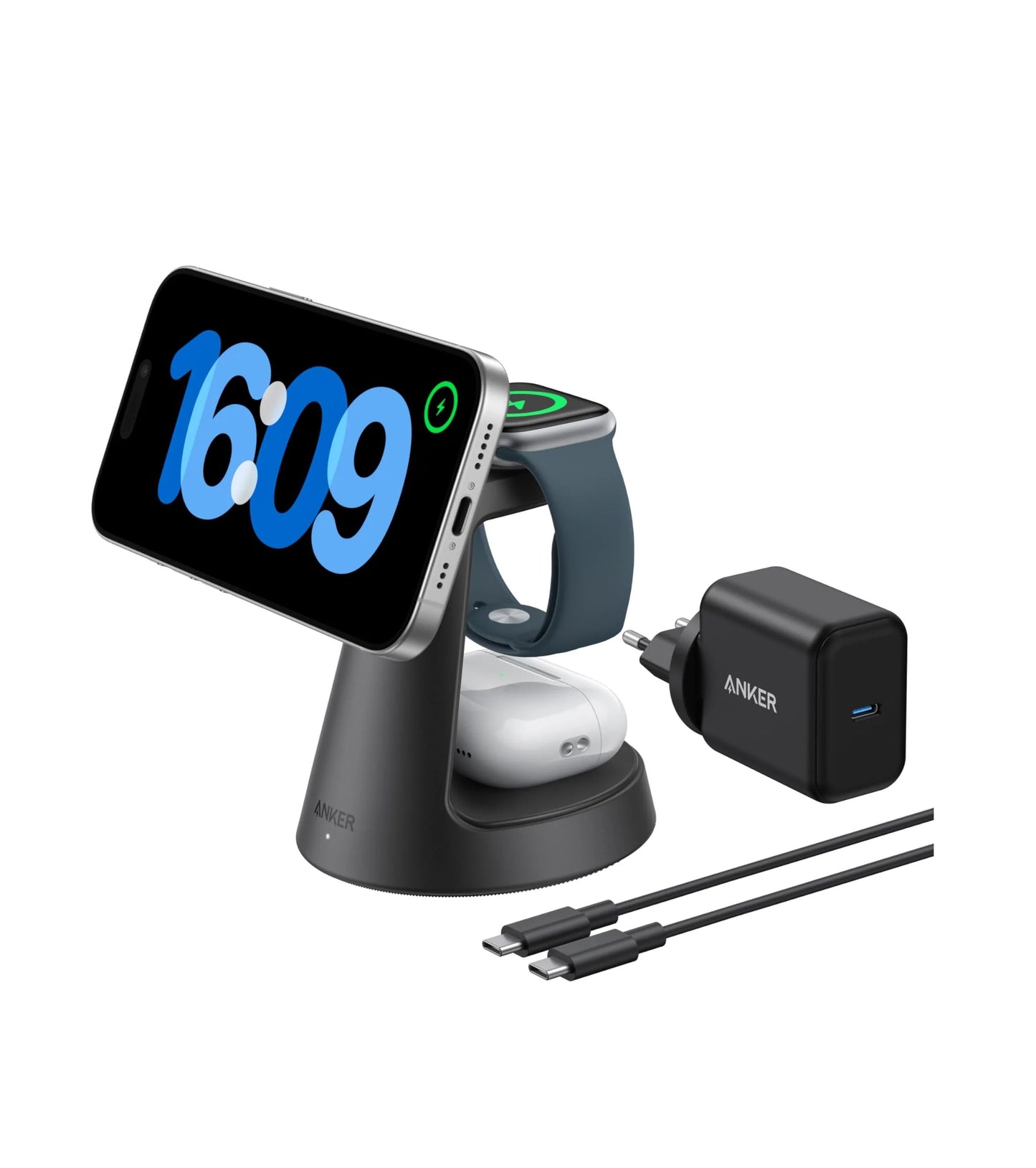 Anker MagGo 3in1 Wireless Network Charger, 15W, 1.67A, Black B25M4G11