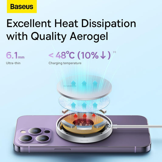Ασύρματος φορτιστής δικτύου Baseus Simple Simple Mini 3, 15W, 1.67A, ασημί CCJJ040012