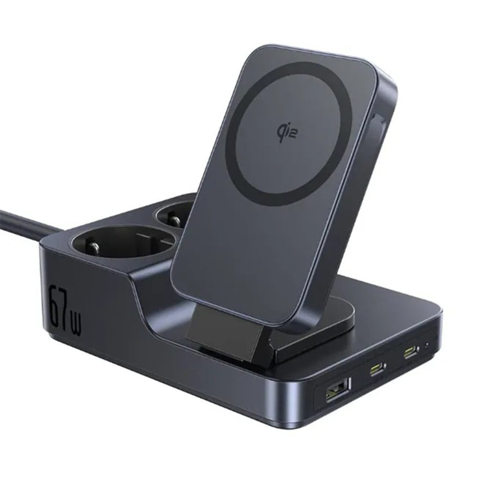 Φορτιστής Σταθμός Baseus Nomos ND11 QI 6in1, 67W, 3.35A, 1 x USB-A - 2 x USB-C - 2 x Schuko, Μαύρο P80015804213-00